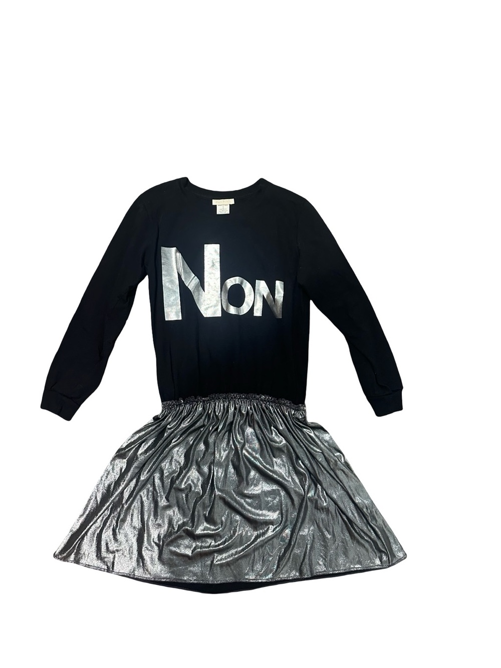 NWOT Girls Atsuyo Et Akiko Girls 10 'Non' Long Sleeve Dress with Silver Skirt